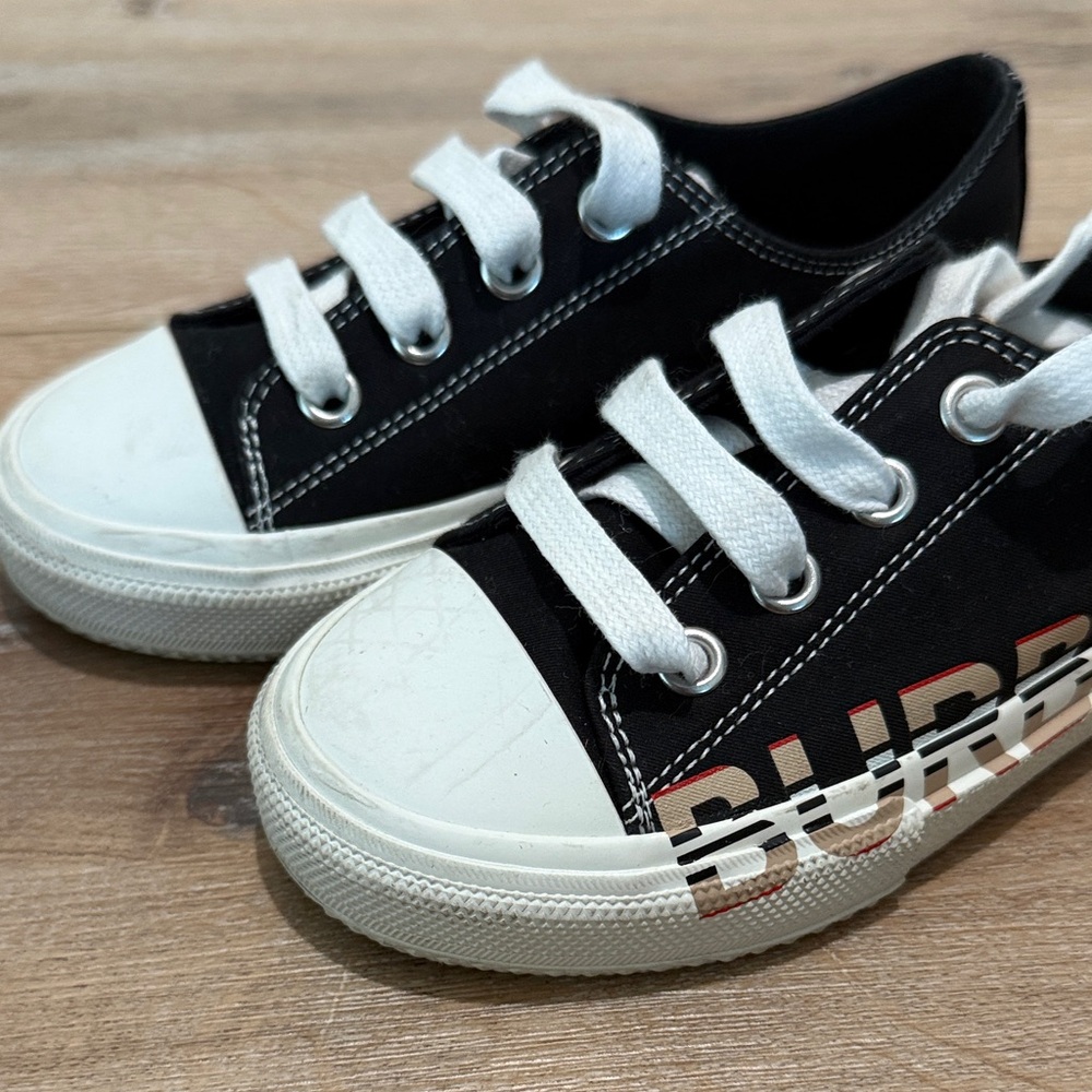 Burberry Kids Black and White Logo Sneakers - Picture 3 of 5